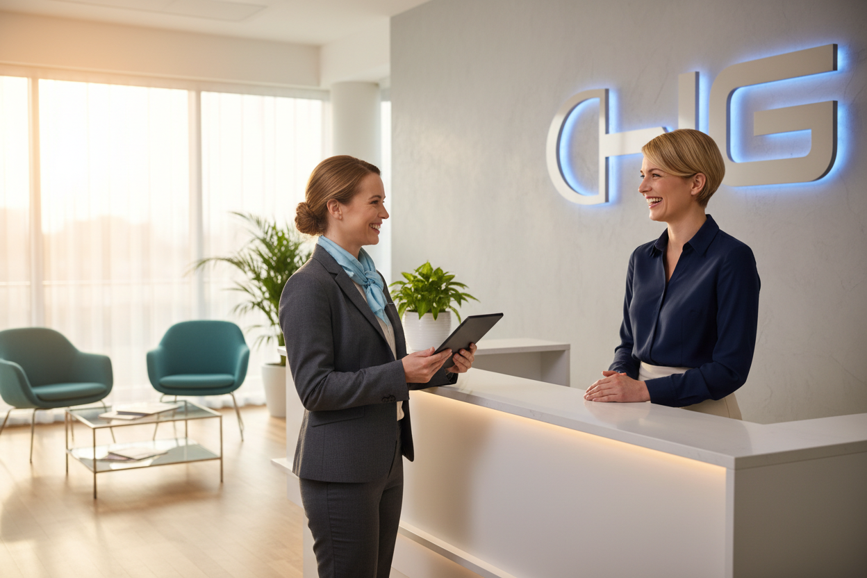 like a reception and a client are two happy with te service